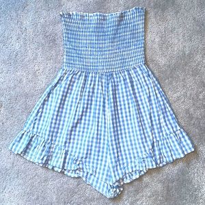Tube Top Plaid Romper